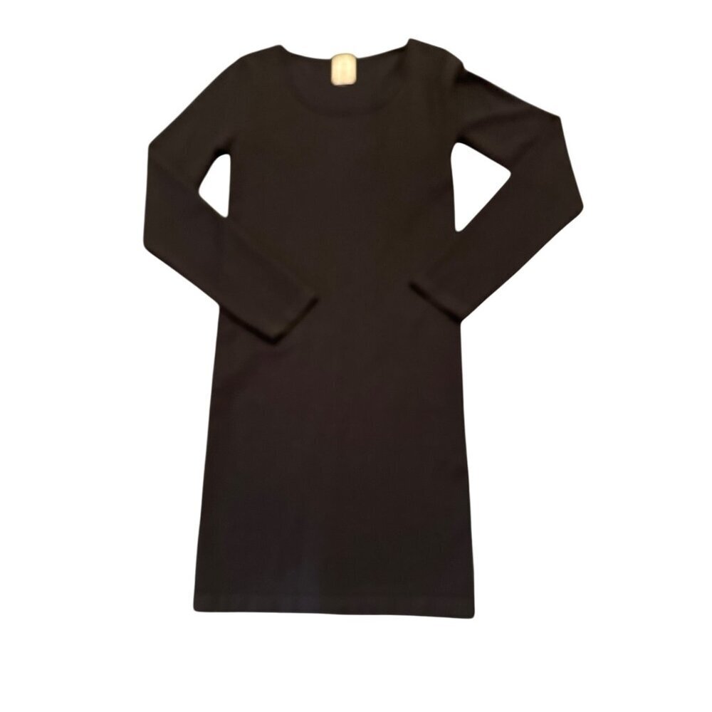 Orange Almost Naked Dress Black Bamboo Viscose Long Sleeve Bodycon Mini O/S